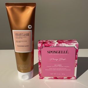 Velvet Luxe-body and hand cream and Spongelle body wash infused Buffer